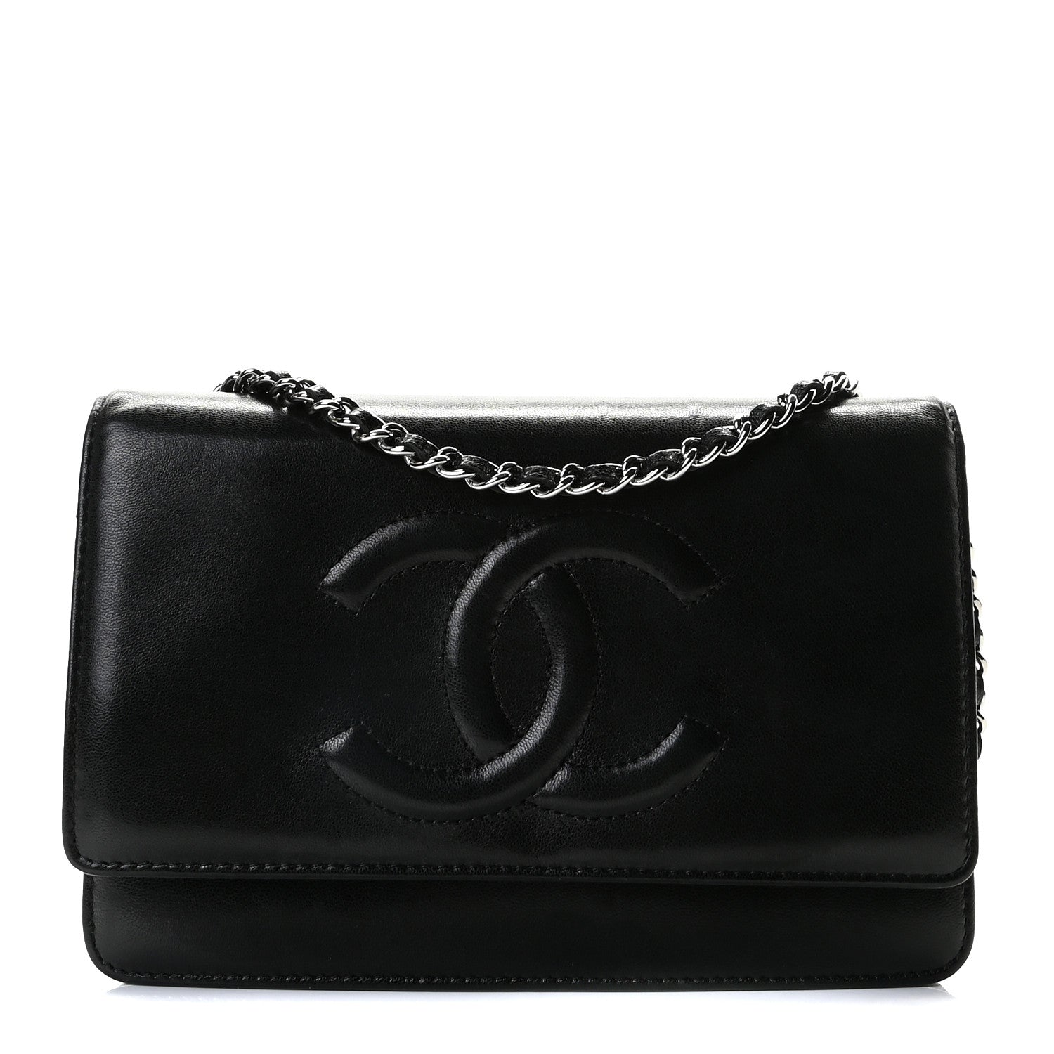 Chanel Lambskin Timeless CC Wallet On Chain WOC Black 1 of 11