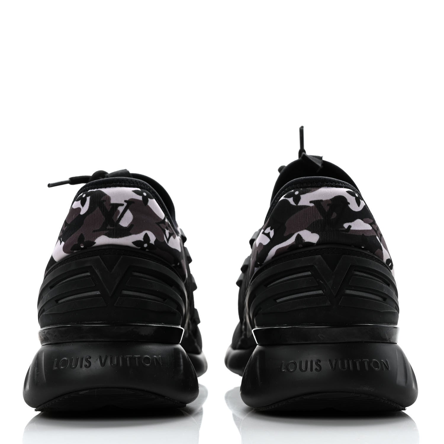 Louis Vuitton Neoprene Mesh Rubber Monogram Camo Fastlane Low Sneakers 5 Black 5 of 8