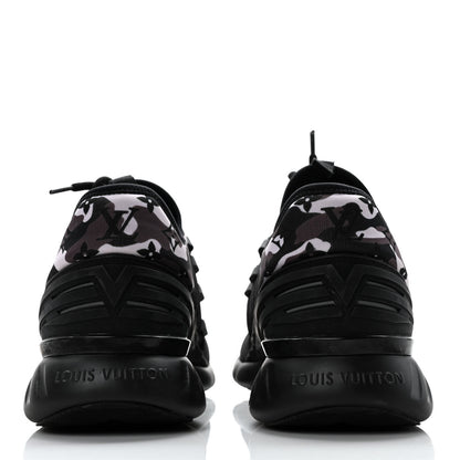 Louis Vuitton Neoprene Mesh Rubber Monogram Camo Fastlane Low Sneakers 5 Black 5 of 8