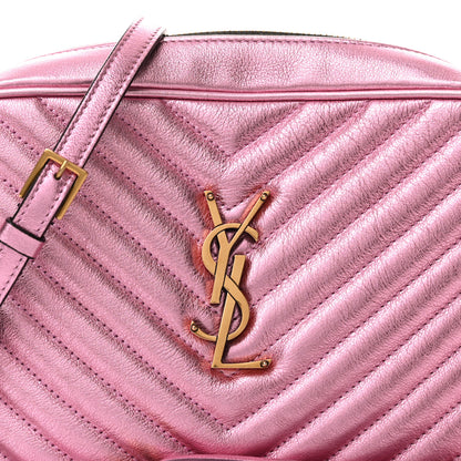 Saint Laurent Metallic Calfskin Matelasse Monogram Lou Camera Bag Vegas Pink 8 of 12