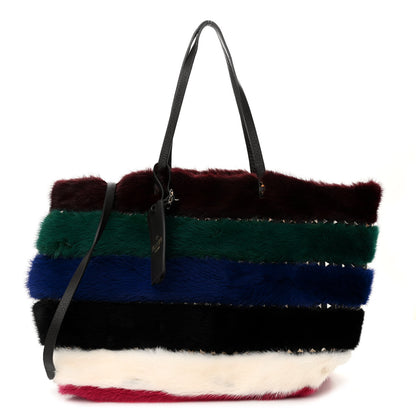 Valentino Garavani Mink Fur Rockstud Large Tote Multicolor 1 of 9