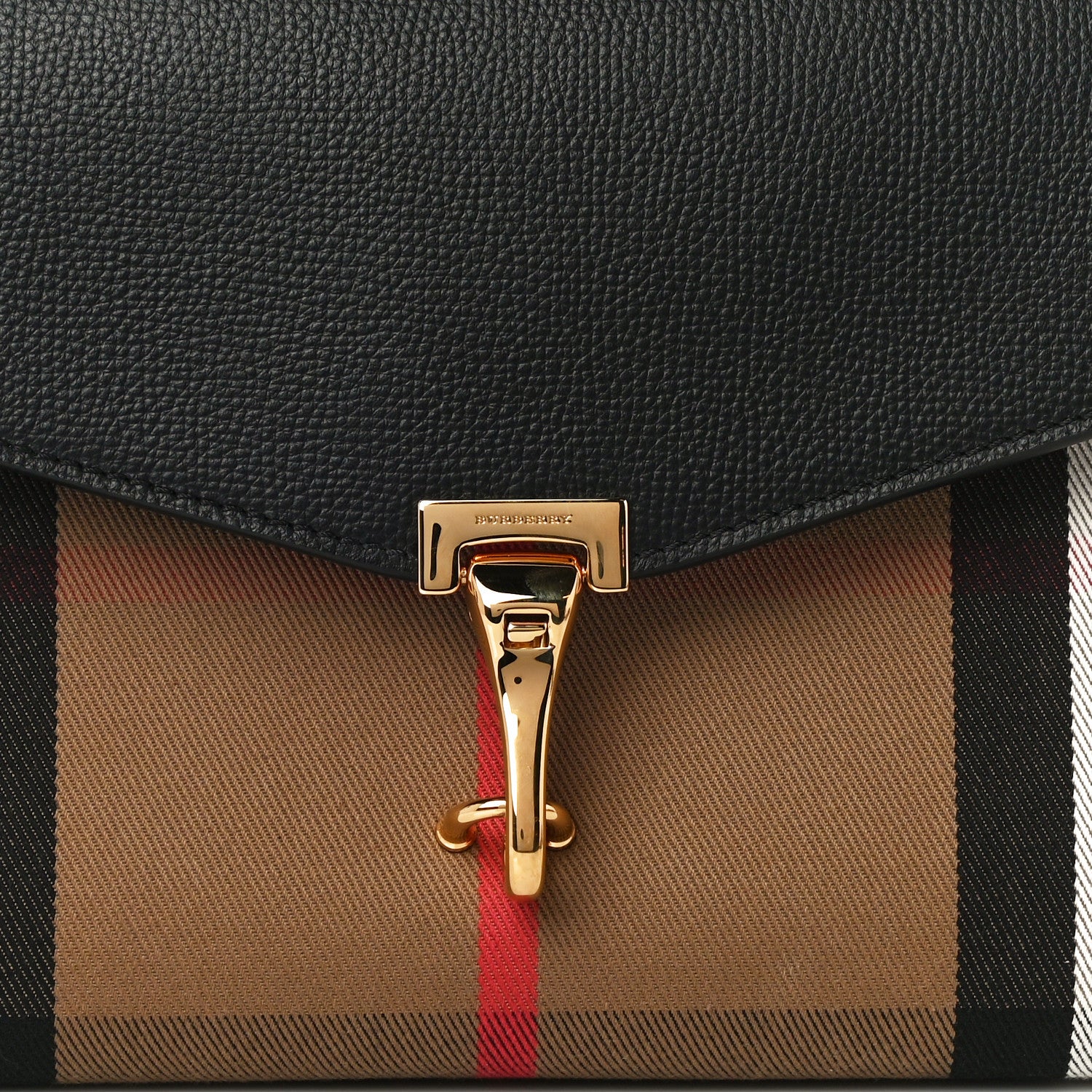 Burberry Derby Calfskin House Check Small Macken Crossbody Bag Black 9 of 13