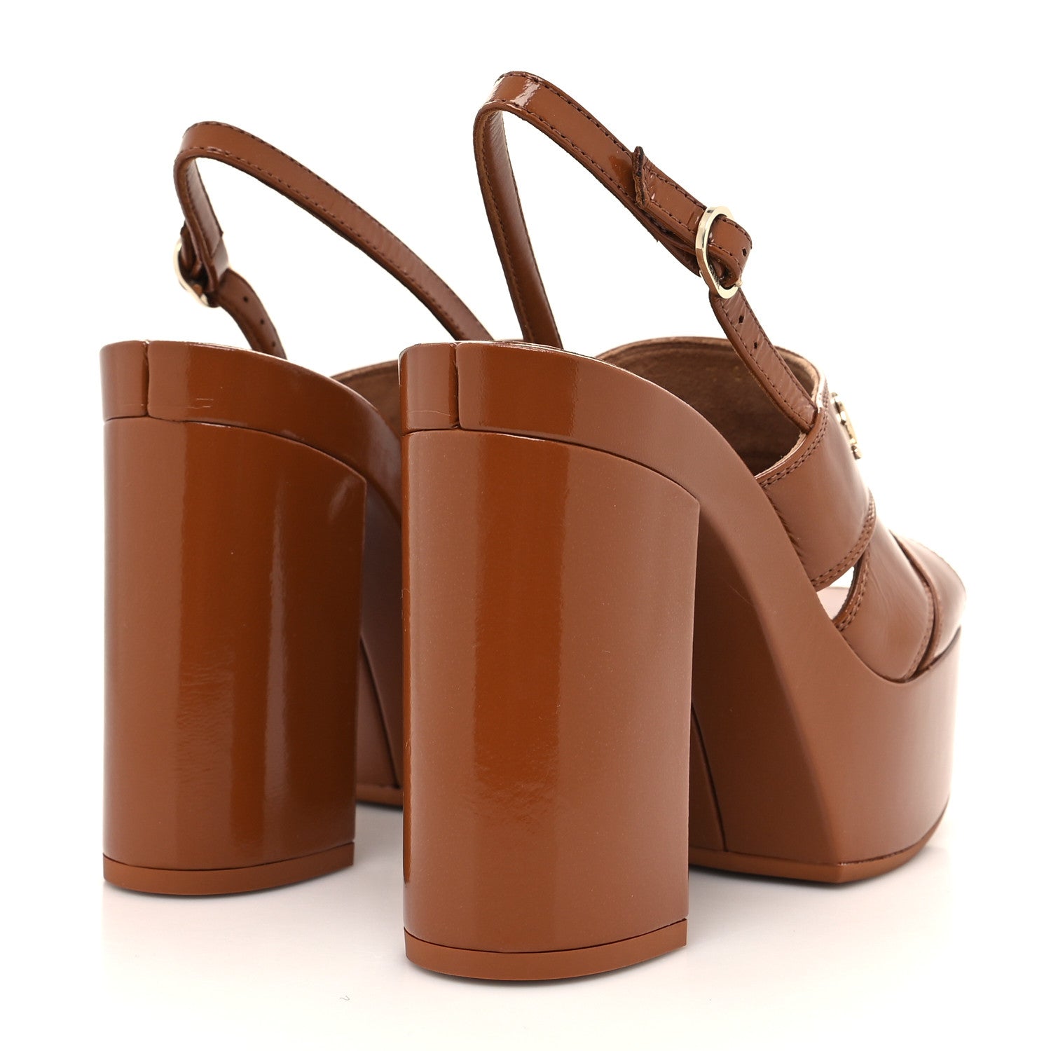 Chanel Crumpled Patent Lambskin Platform Sandals 36 Light Brown 4 of 8