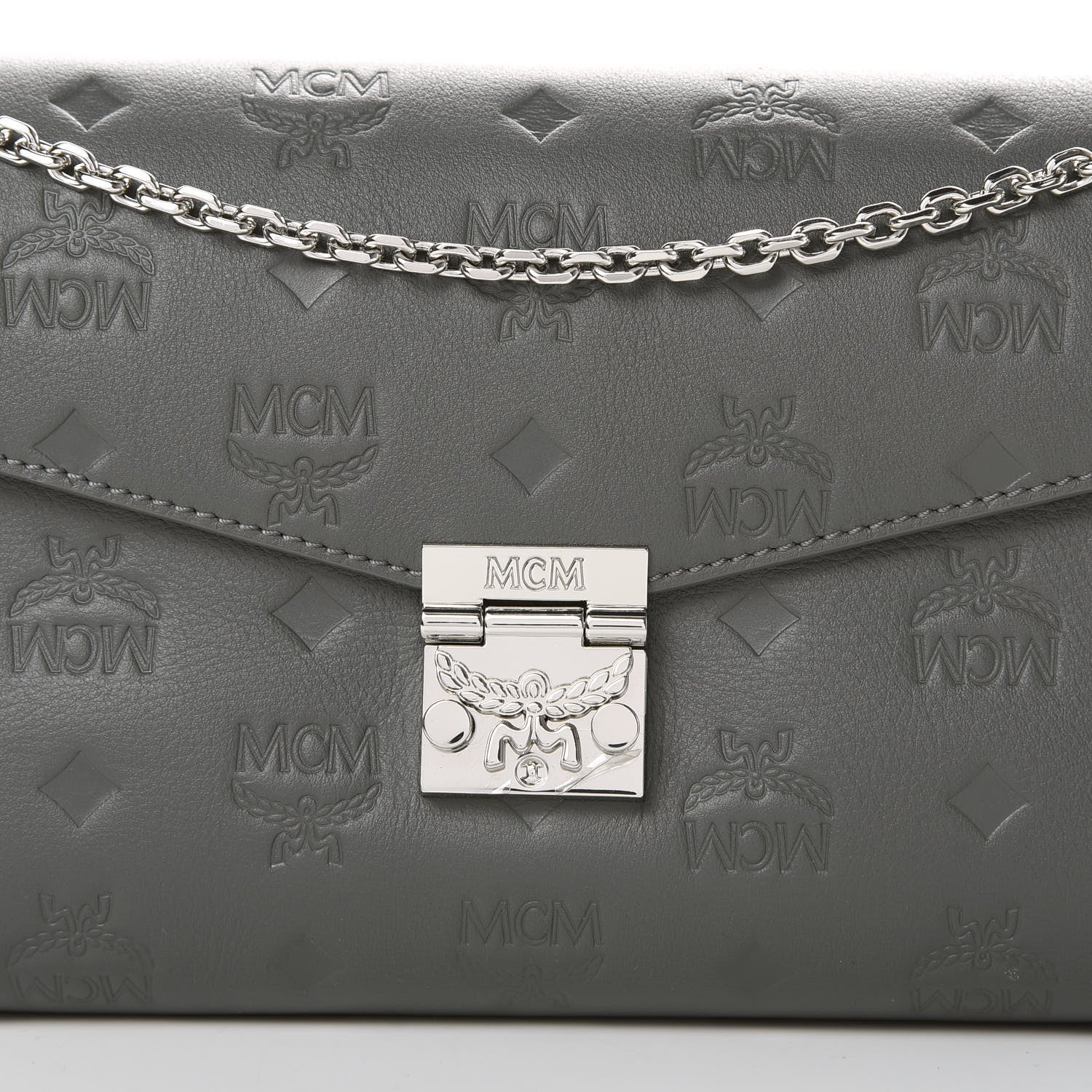 MCM Calfskin Ottomar Monogram Medium Millie Crossbody Bag Charcoal 8 of 10