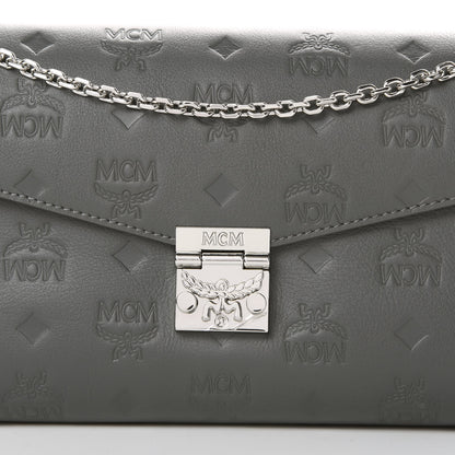 MCM Calfskin Ottomar Monogram Medium Millie Crossbody Bag Charcoal 8 of 10