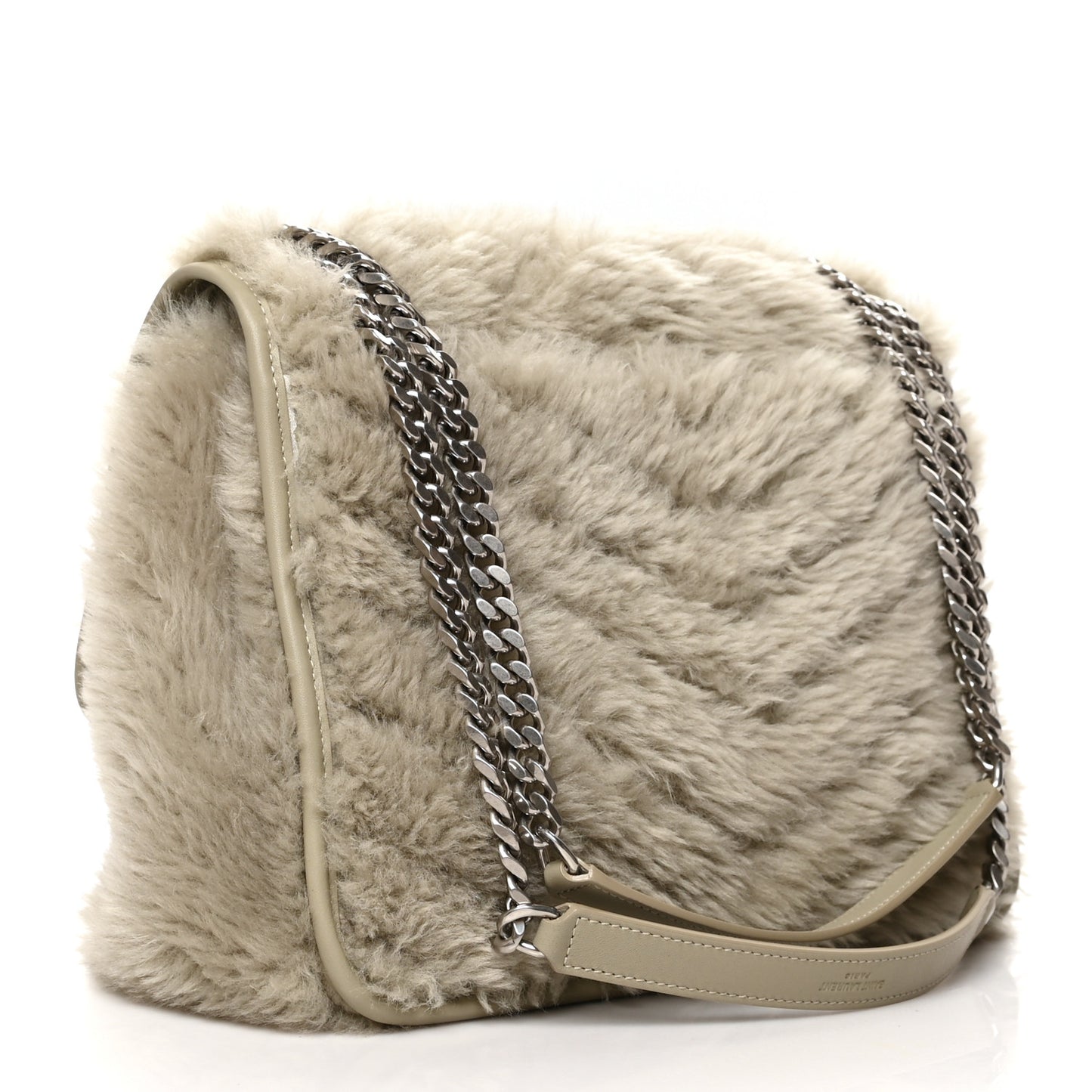 Calfskin Shearling Monogram Medium Niki Chain Satchel Grey