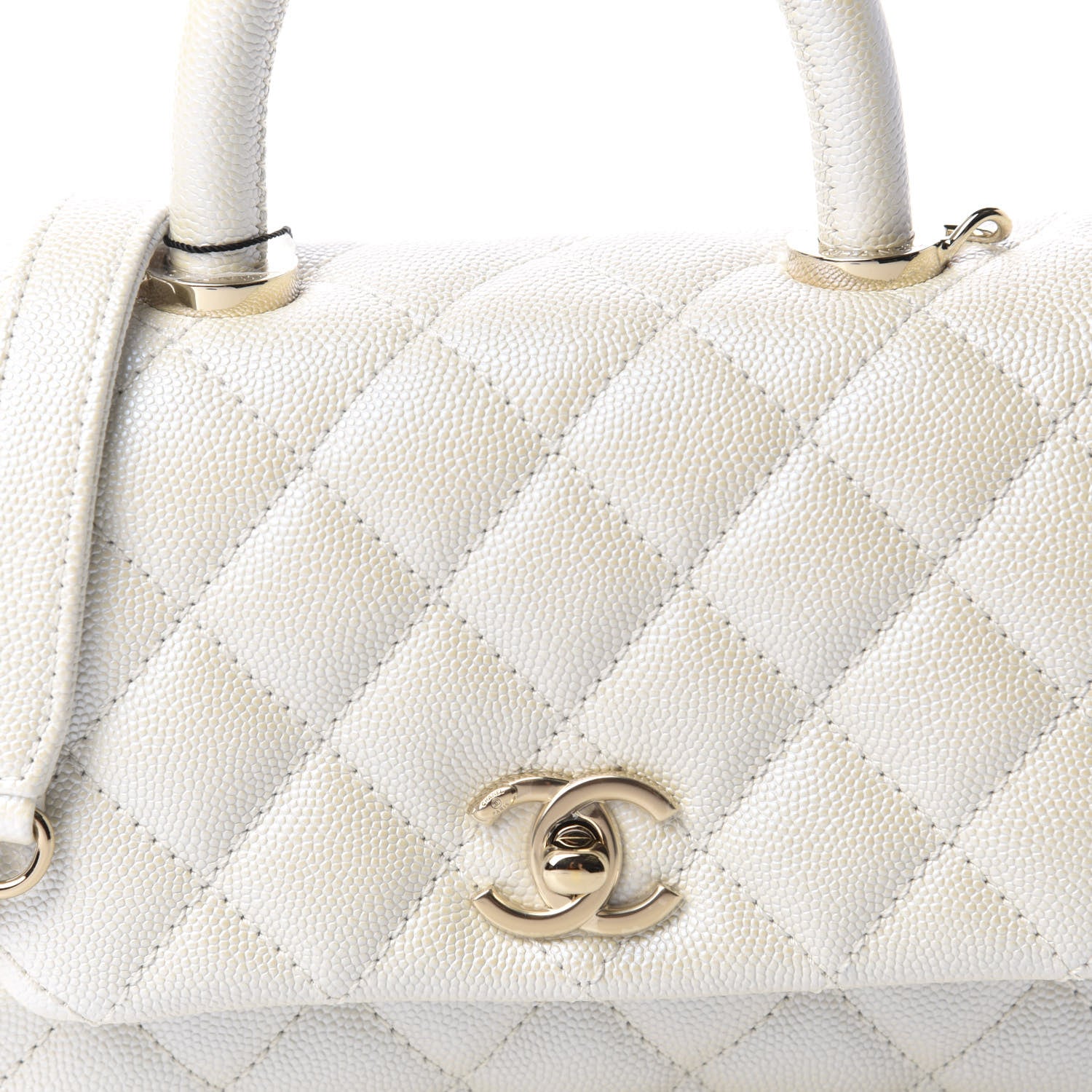 Chanel Iridescent Caviar Quilted Extra Mini Coco Handle Flap Ivory 10 of 10