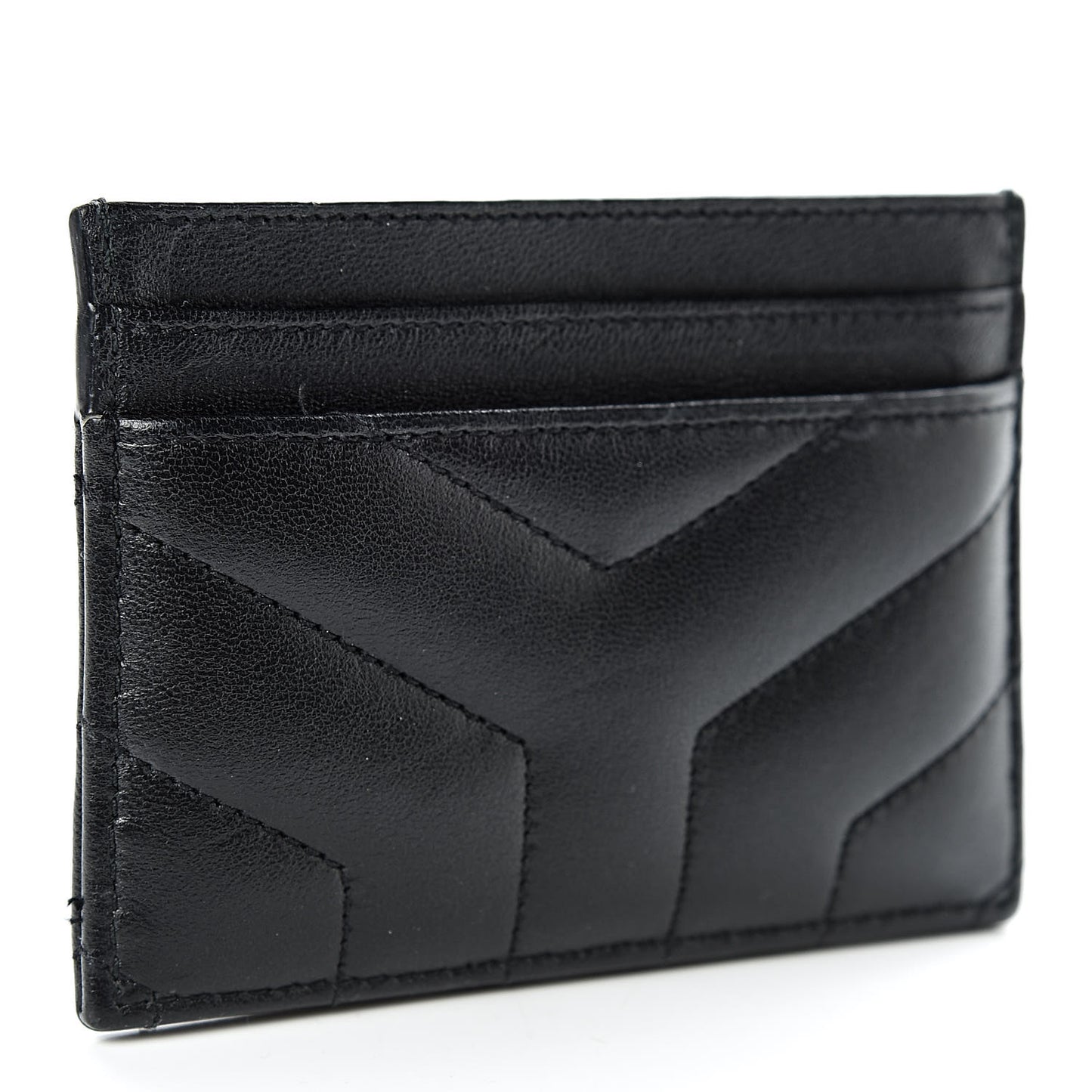 Calfskin Y Quilted Monogram LouLou Credit Card Case Black