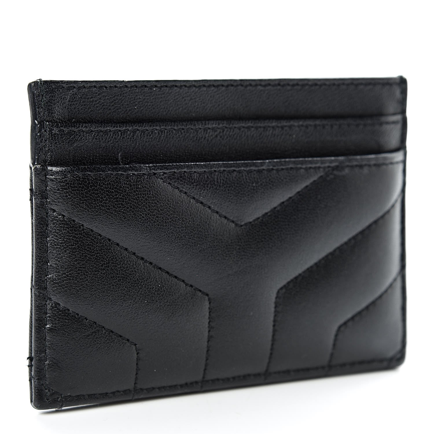 Saint Laurent Calfskin Y Quilted Monogram LouLou Credit Card Case Black 3 of 10