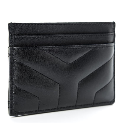 Saint Laurent Calfskin Y Quilted Monogram LouLou Credit Card Case Black 3 of 10