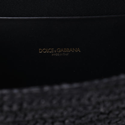 Dolce & Gabbana Raffia Woven Devotion Envelope Shoulder Bag Black 6 of 9