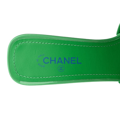 Chanel Patent CC Mules 36 Green Turquoise 7 of 10