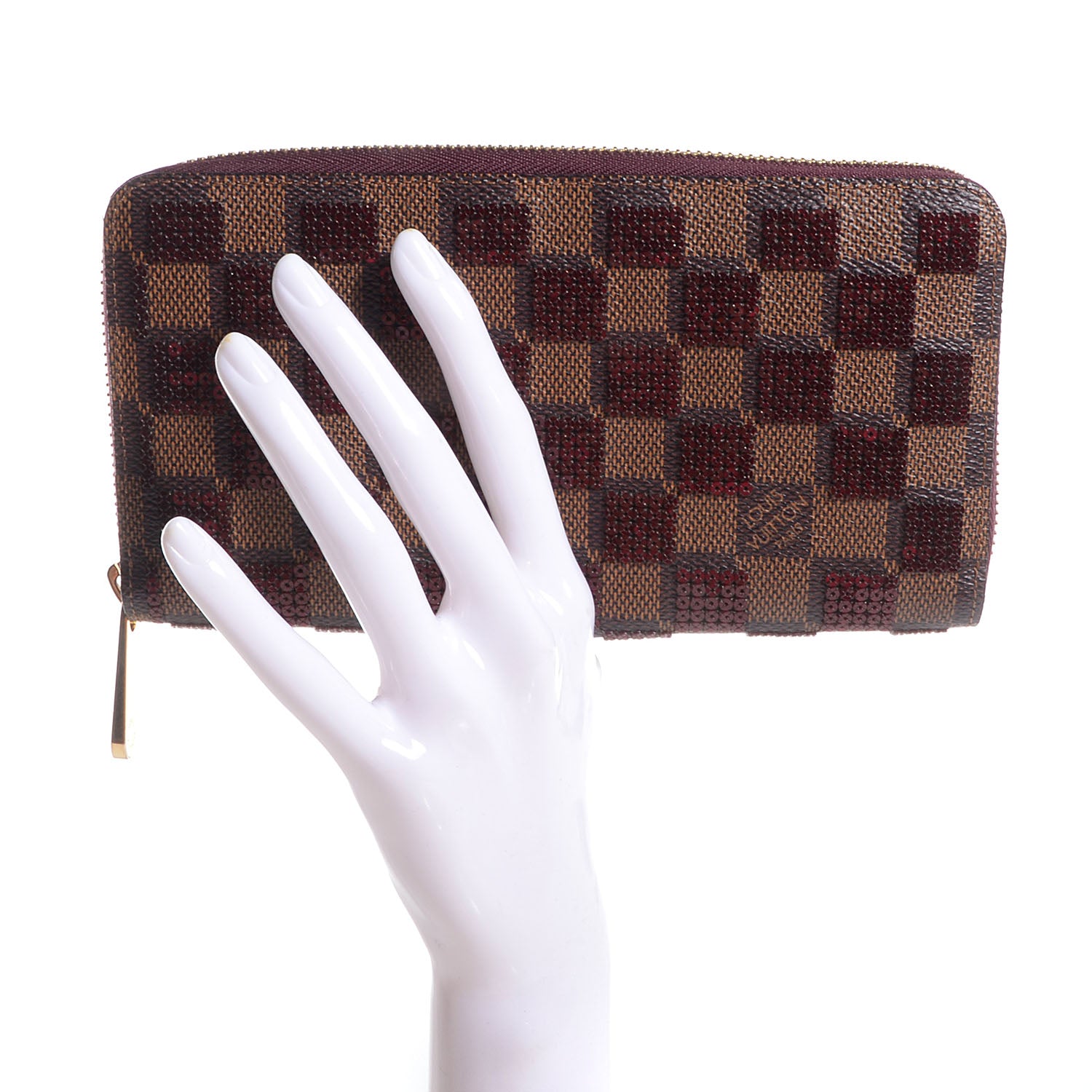 Louis Vuitton Damier Paillettes Zippy Wallet Red 2 of 8