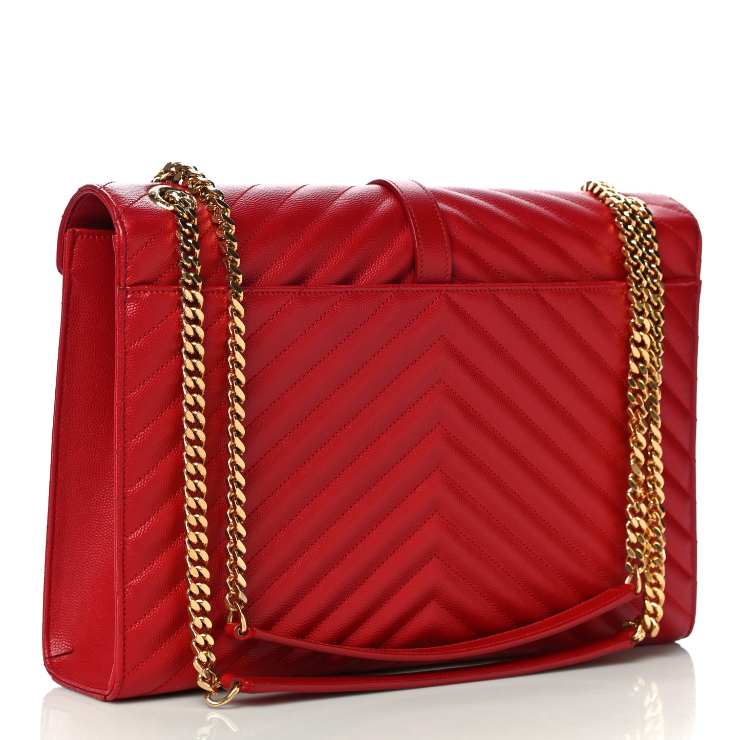 Grain De Poudre Matelasse Chevron Large Monogram Satchel Lipstick Red