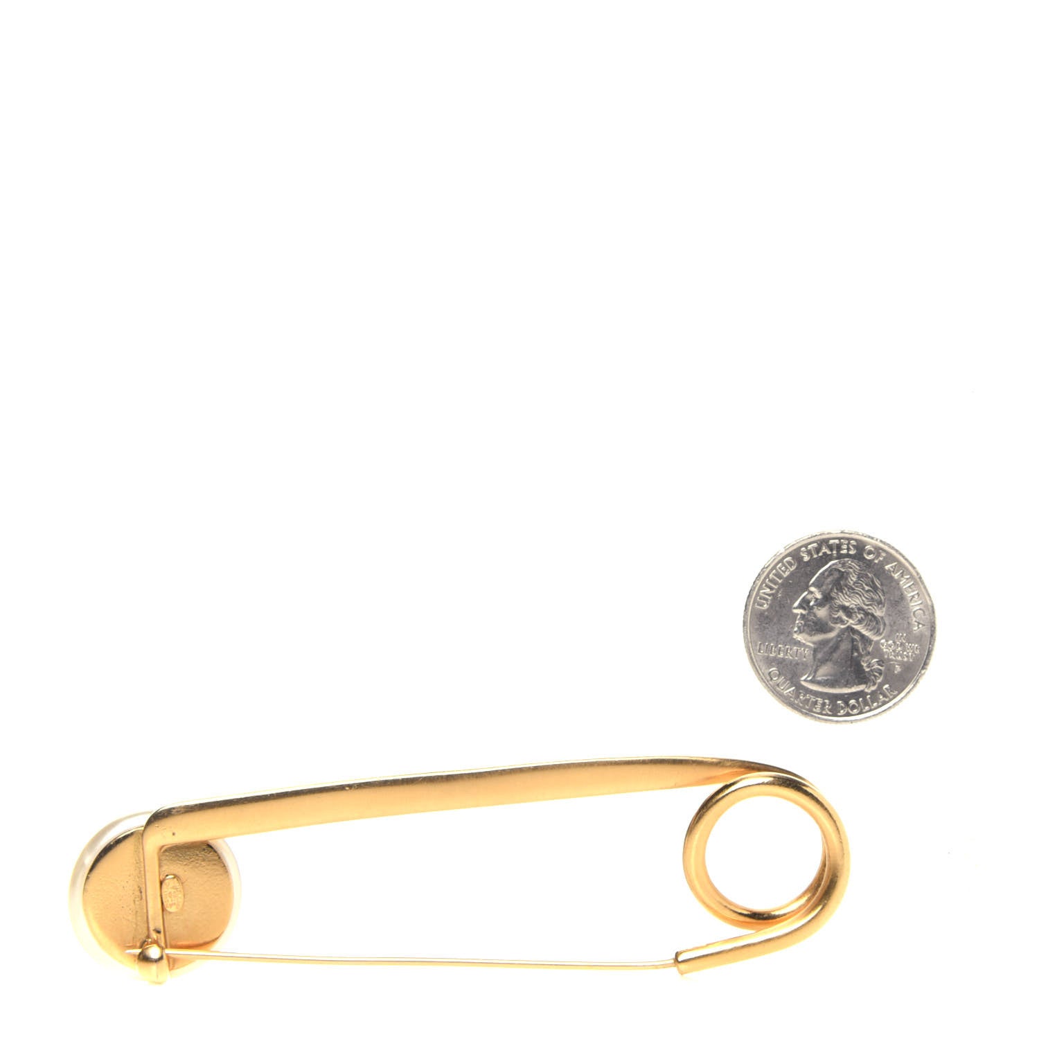 Chanel Pearl Safety Pin Brooch Gold 2 of 7