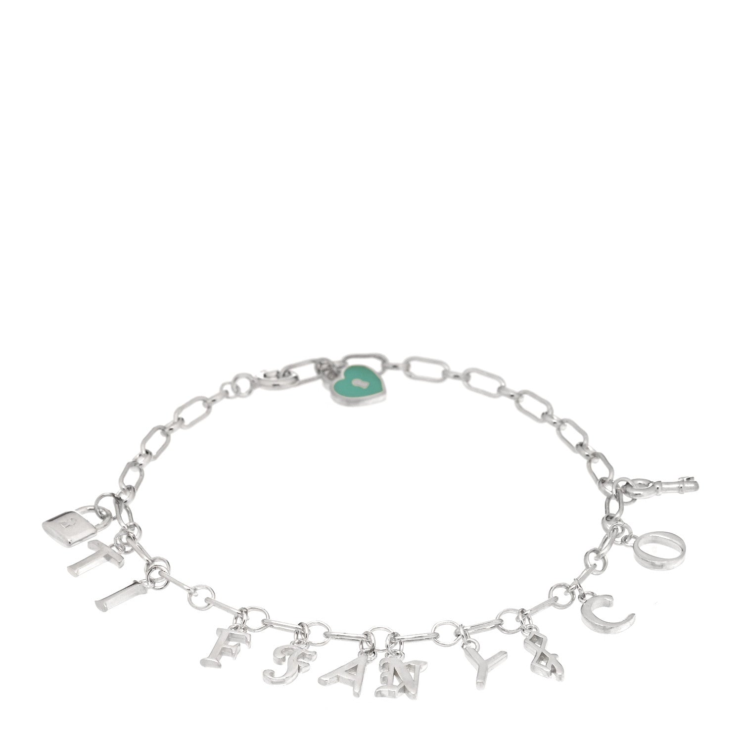 Tiffany Sterling Silver Enamel Love Notes Logo Charm Bracelet Blue 1 of 4