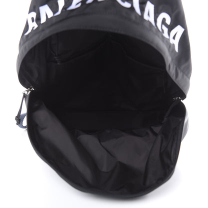 Balenciaga Sport Nylon Logo Embroidered Large Wheel Backpack Black White 5 of 10