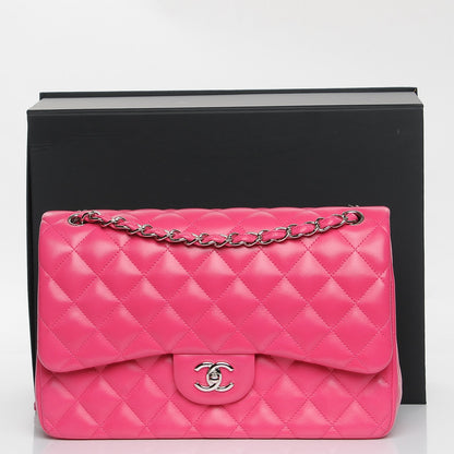 Chanel Lambskin Quilted Jumbo Double Flap Dark Pink 8 of 8