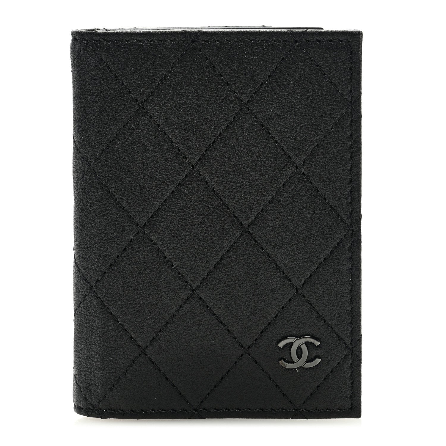 Chanel Grained Calfskin Quilted Card Holder Wallet So Black 1 of 6