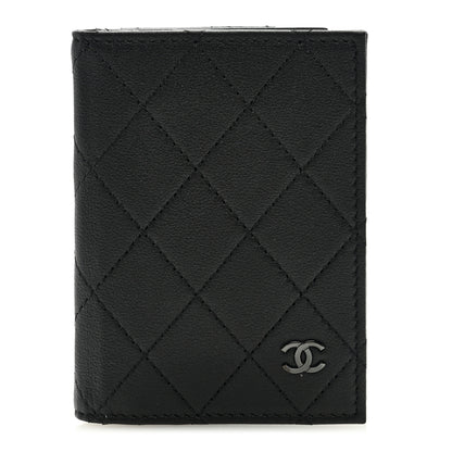 Chanel Grained Calfskin Quilted Card Holder Wallet So Black 1 of 6