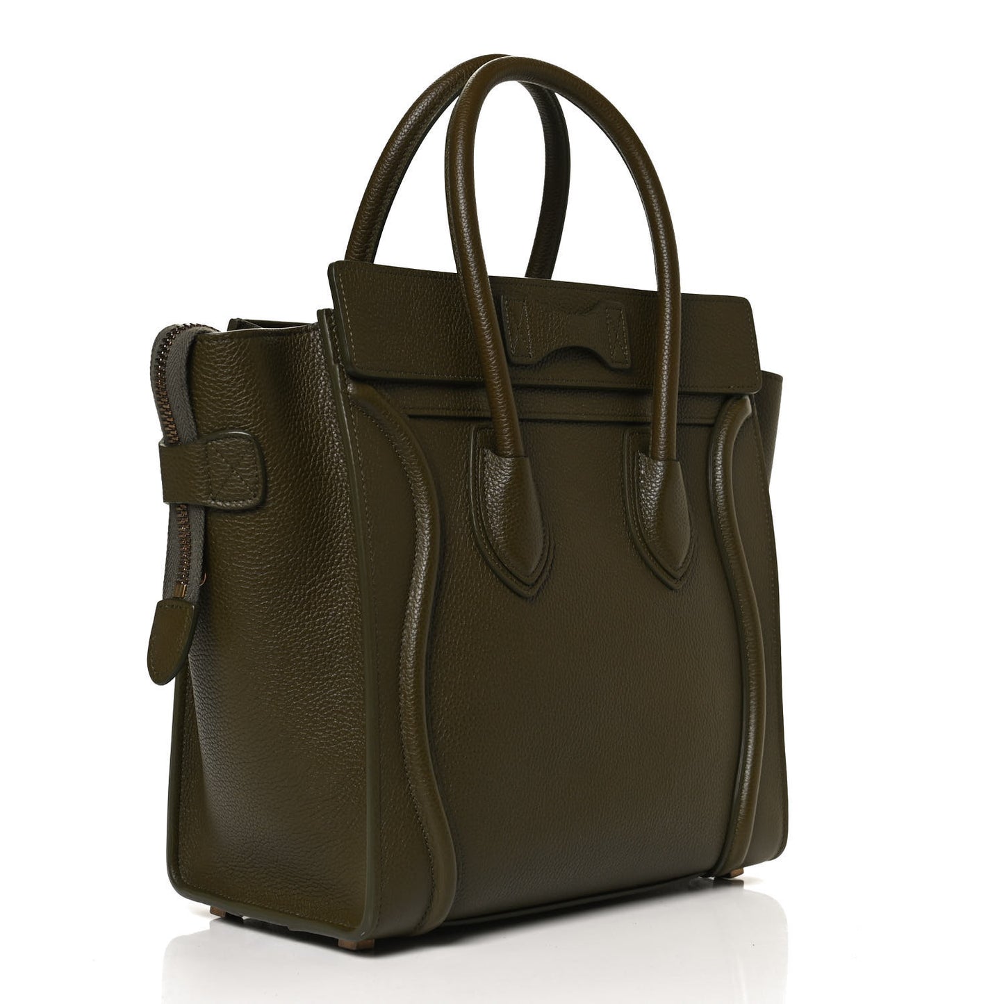 Drummed Calfskin Micro Luggage Dark Olive