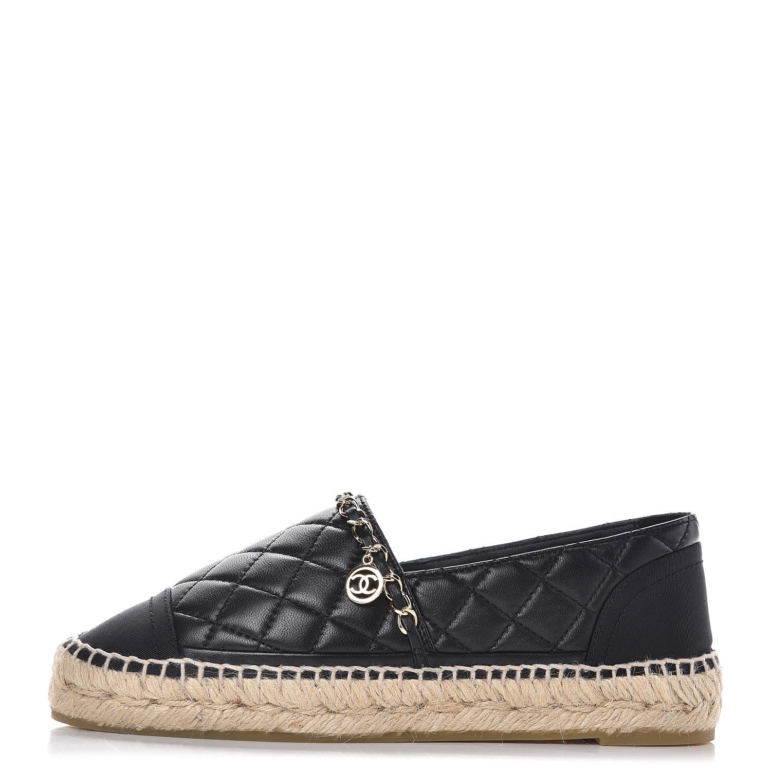 Chanel Lambskin Quilted CC Chain Espadrilles 36 Black 1 of 10