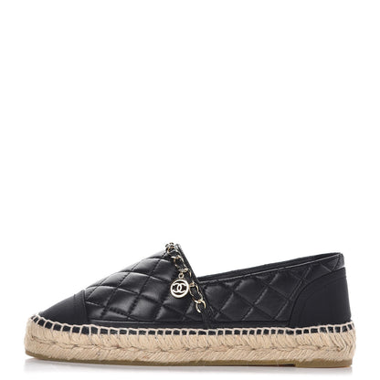 Chanel Lambskin Quilted CC Chain Espadrilles 36 Black 1 of 10