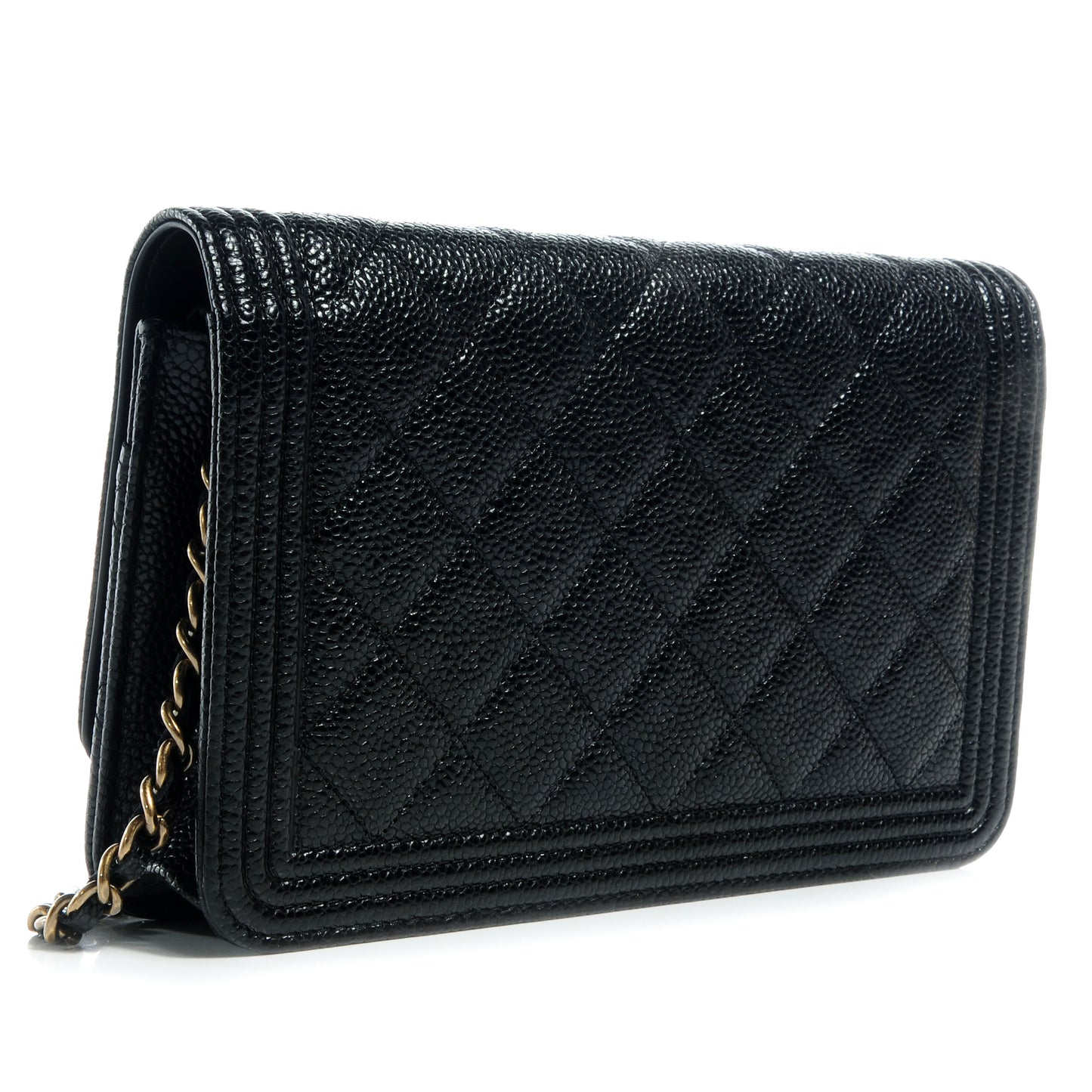 Caviar Quilted Boy Wallet On Chain WOC Black