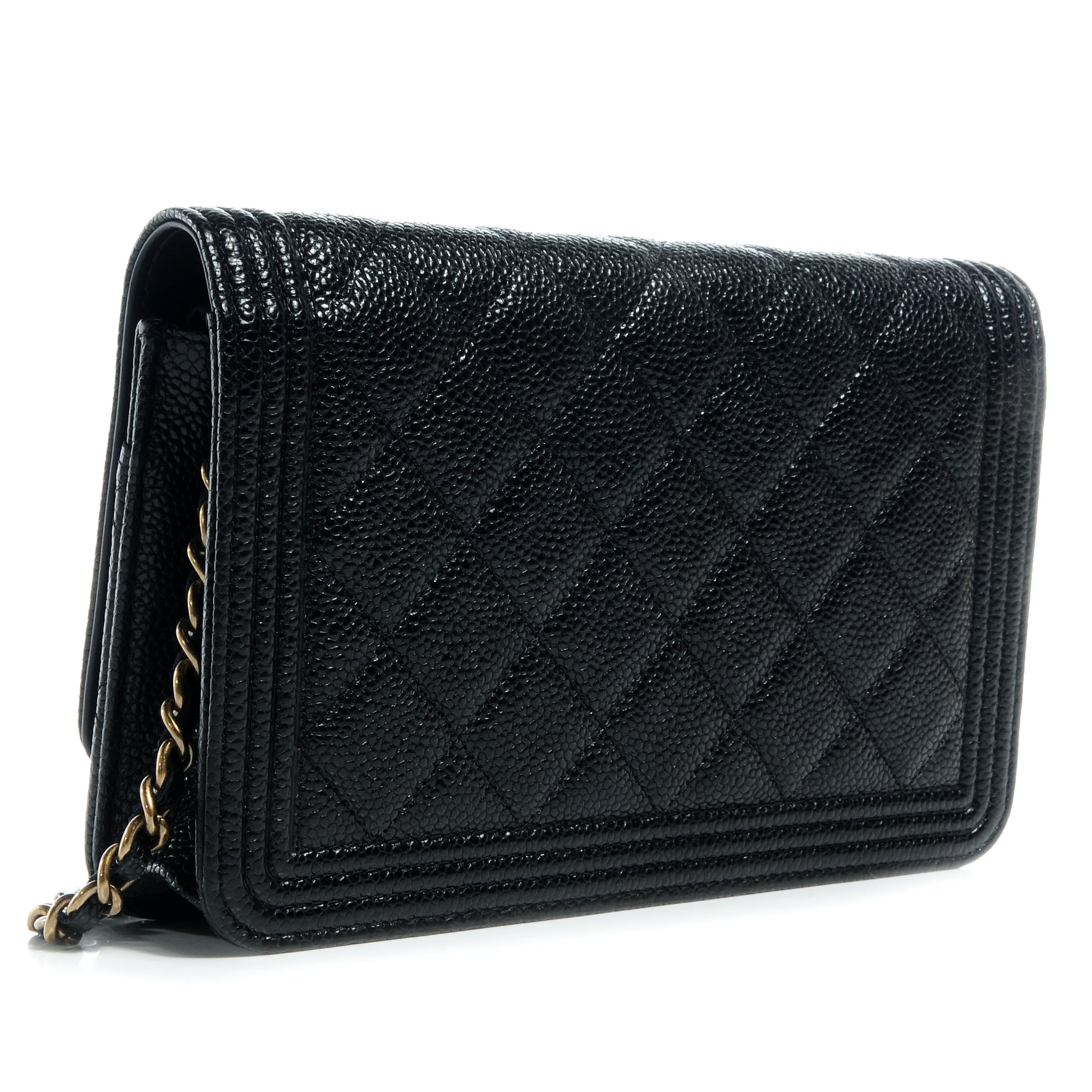 Chanel Caviar Quilted Boy Wallet On Chain WOC Black 3 of 9