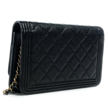 Chanel Caviar Quilted Boy Wallet On Chain WOC Black 3 of 9