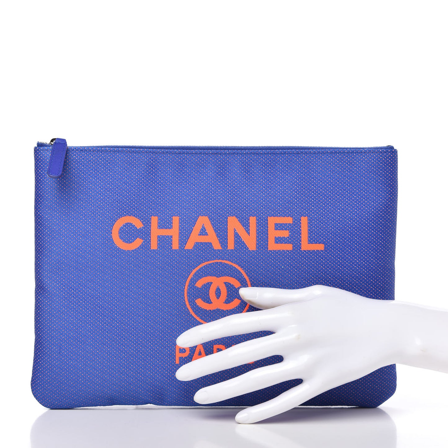 Mixed Fibers Medium Deauville Pouch Clutch Blue Orange