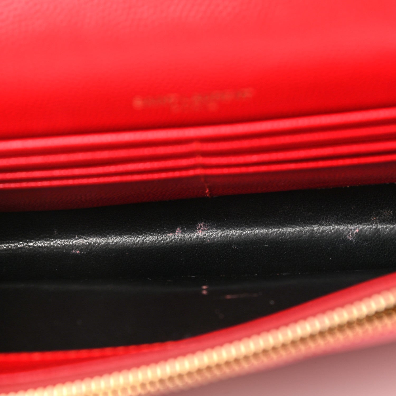 Saint Laurent Grain De Poudre Matelasse Chevron Monogram Envelope Chain Wallet New Red 7 of 11