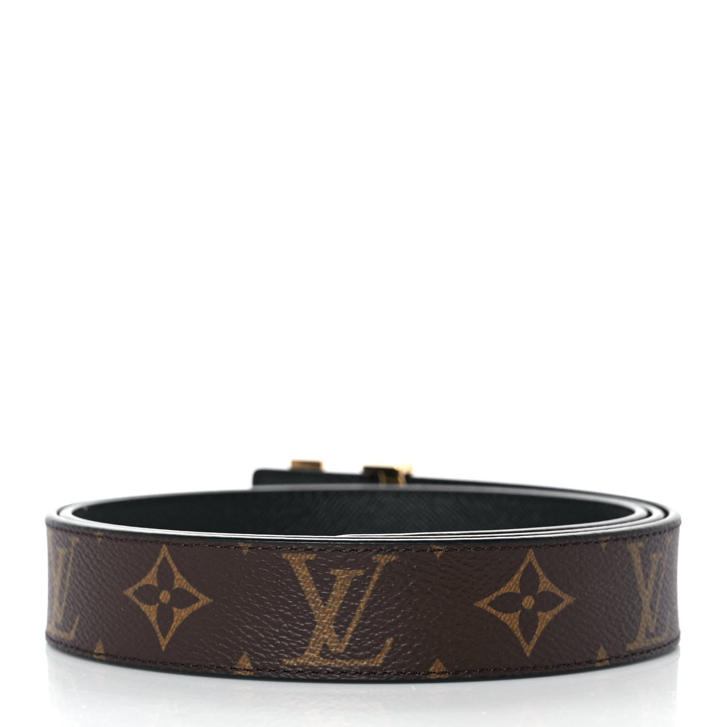 Louis Vuitton Calfskin Monogram 30mm LV Initiales Reversible Belt 95 38 Black 2 of 4