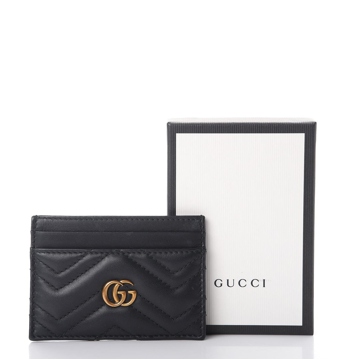 Calfskin Matelasse GG Marmont Card Holder Black