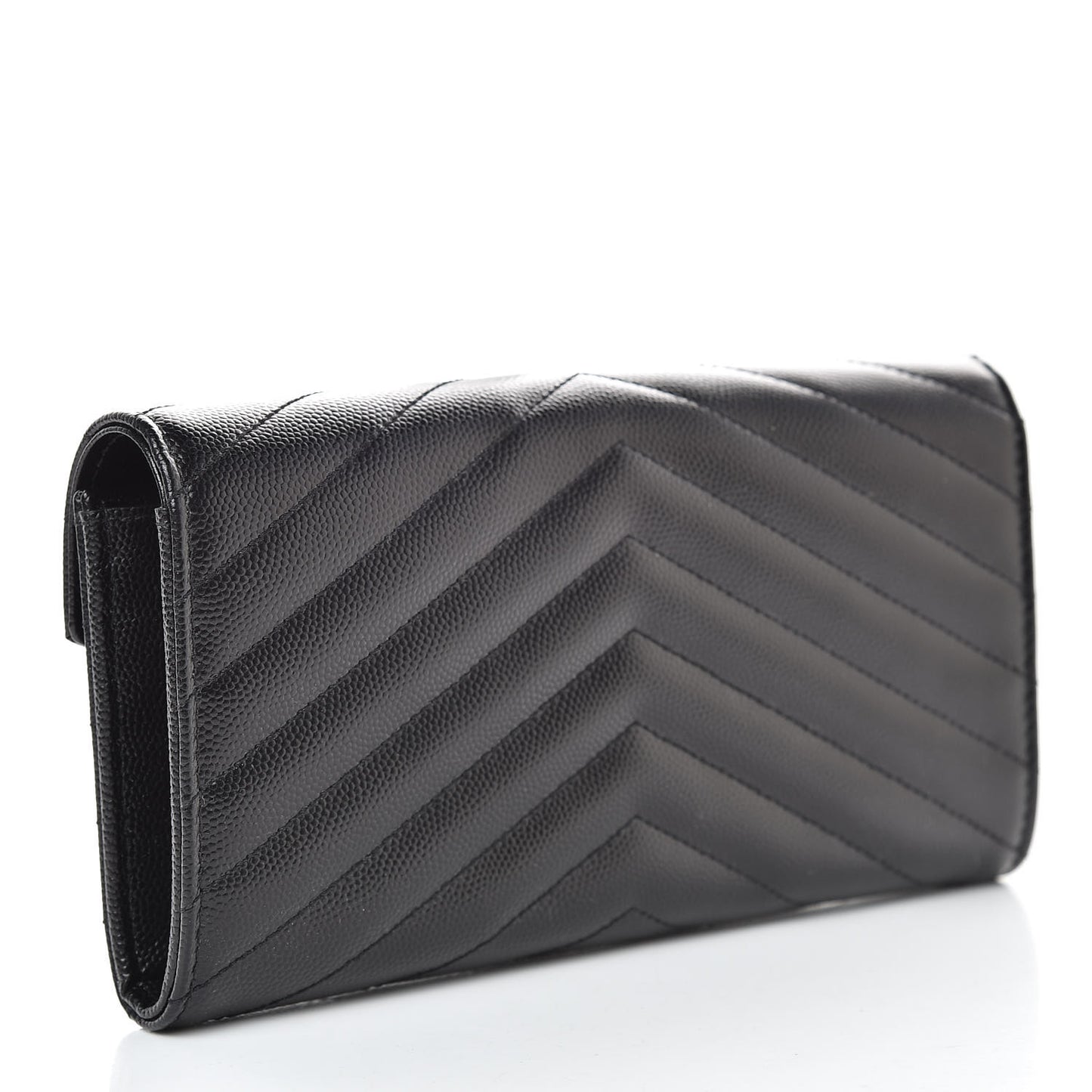 Grain De Poudre Matelasse Chevron Monogram Flap Wallet Black