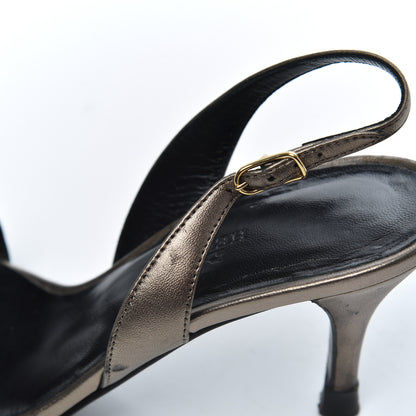 Hermes Metallic Nappa Night 70 Slingback Sandals 36.5 Canon De Fusil Argent 12 of 19
