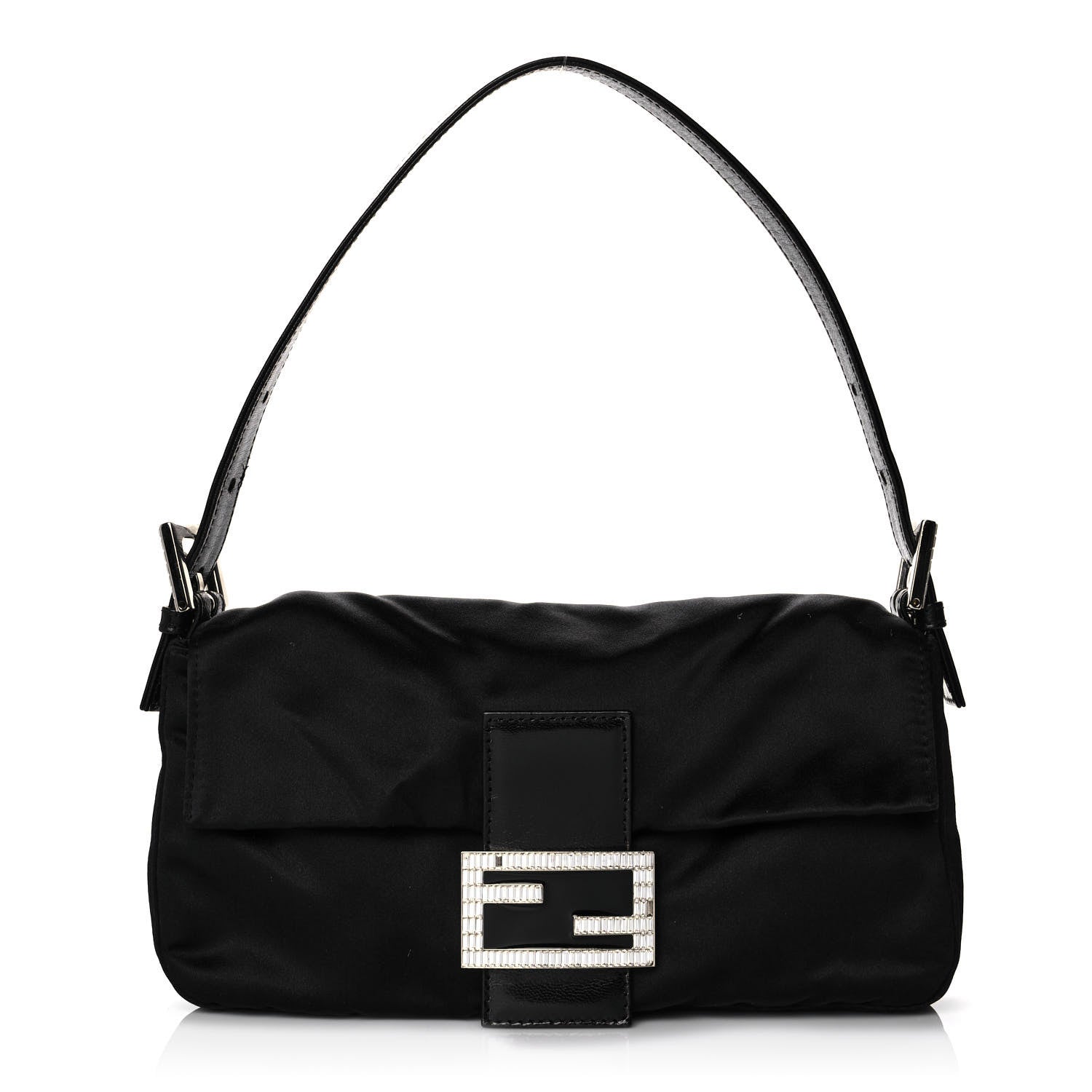 Fendi Satin Crystal Baguette Black 1 of 11