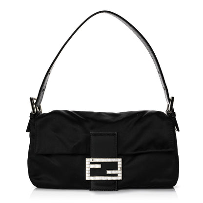 Fendi Satin Crystal Baguette Black 1 of 11