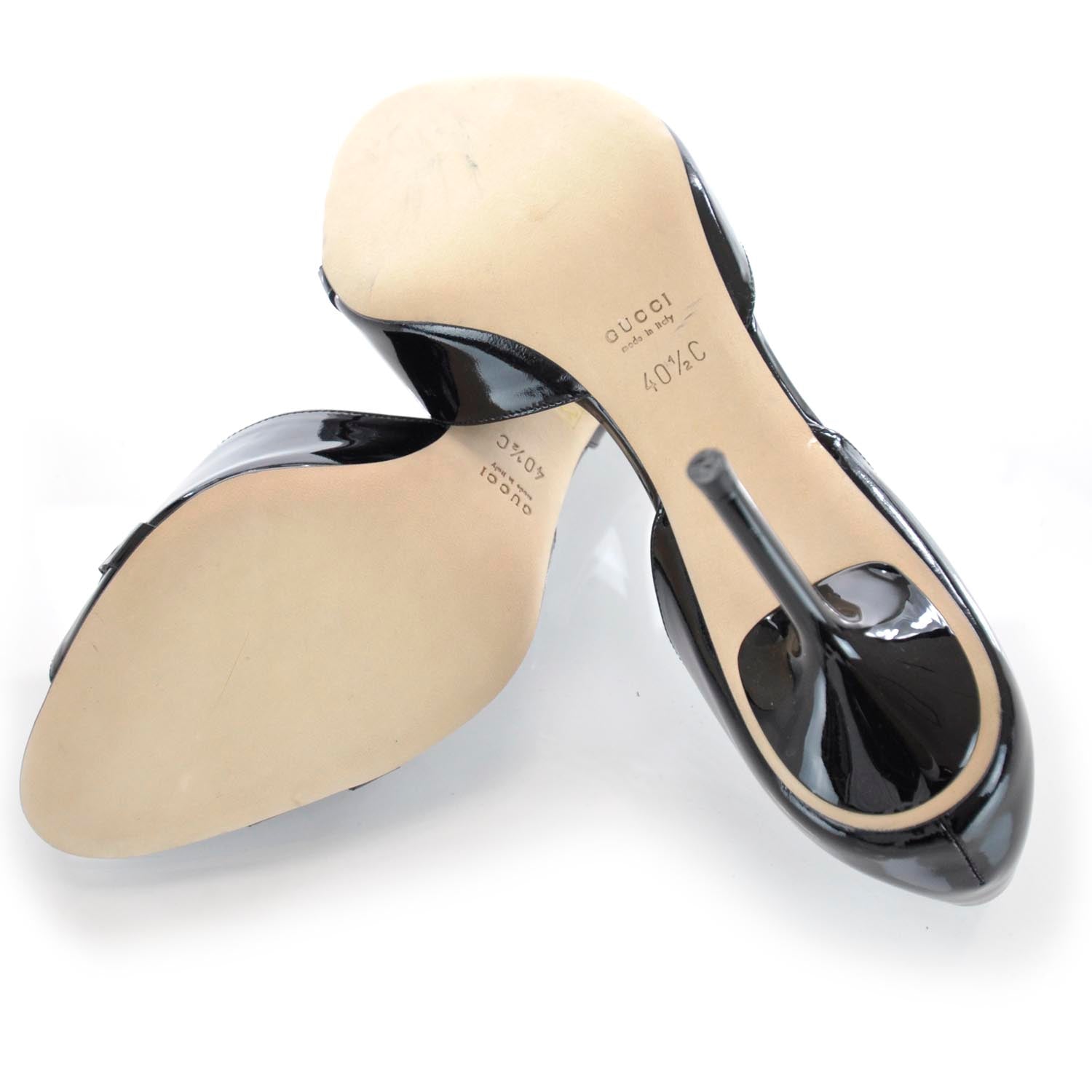 Gucci Patent Horsebit Peep Toe Heels 40.5 Black 4 of 7
