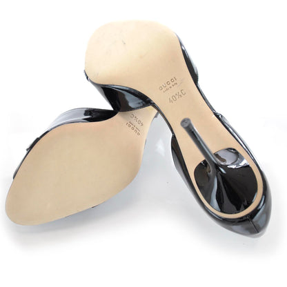 Gucci Patent Horsebit Peep Toe Heels 40.5 Black 4 of 7