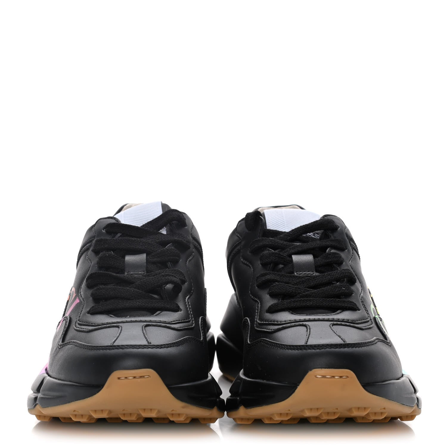 Gucci Calfskin Iridescent Logo Womens Rhyton Sneakers 35 Black 2 of 11
