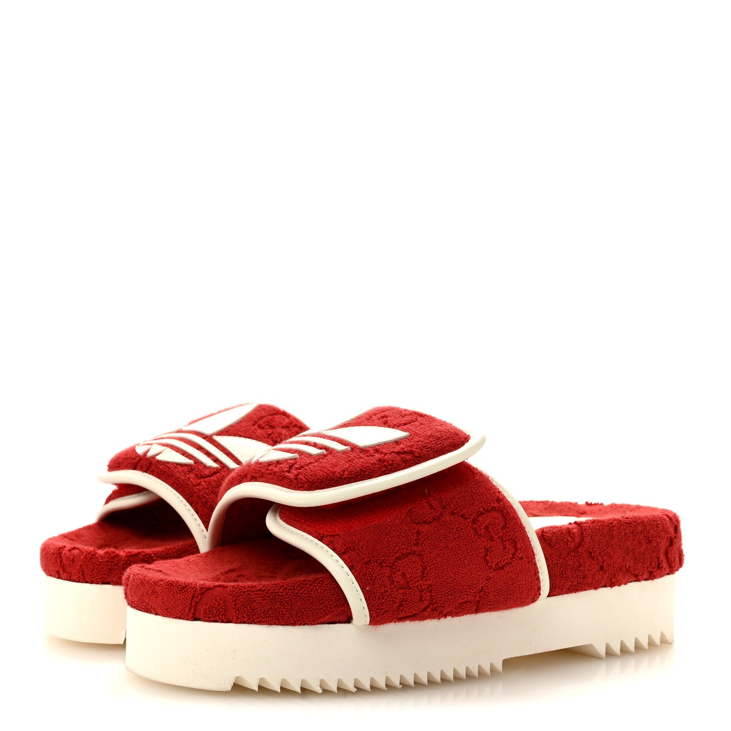 Gucci X ADIDAS Terry Cloth GG Monogram Womens Platform Sandals 36