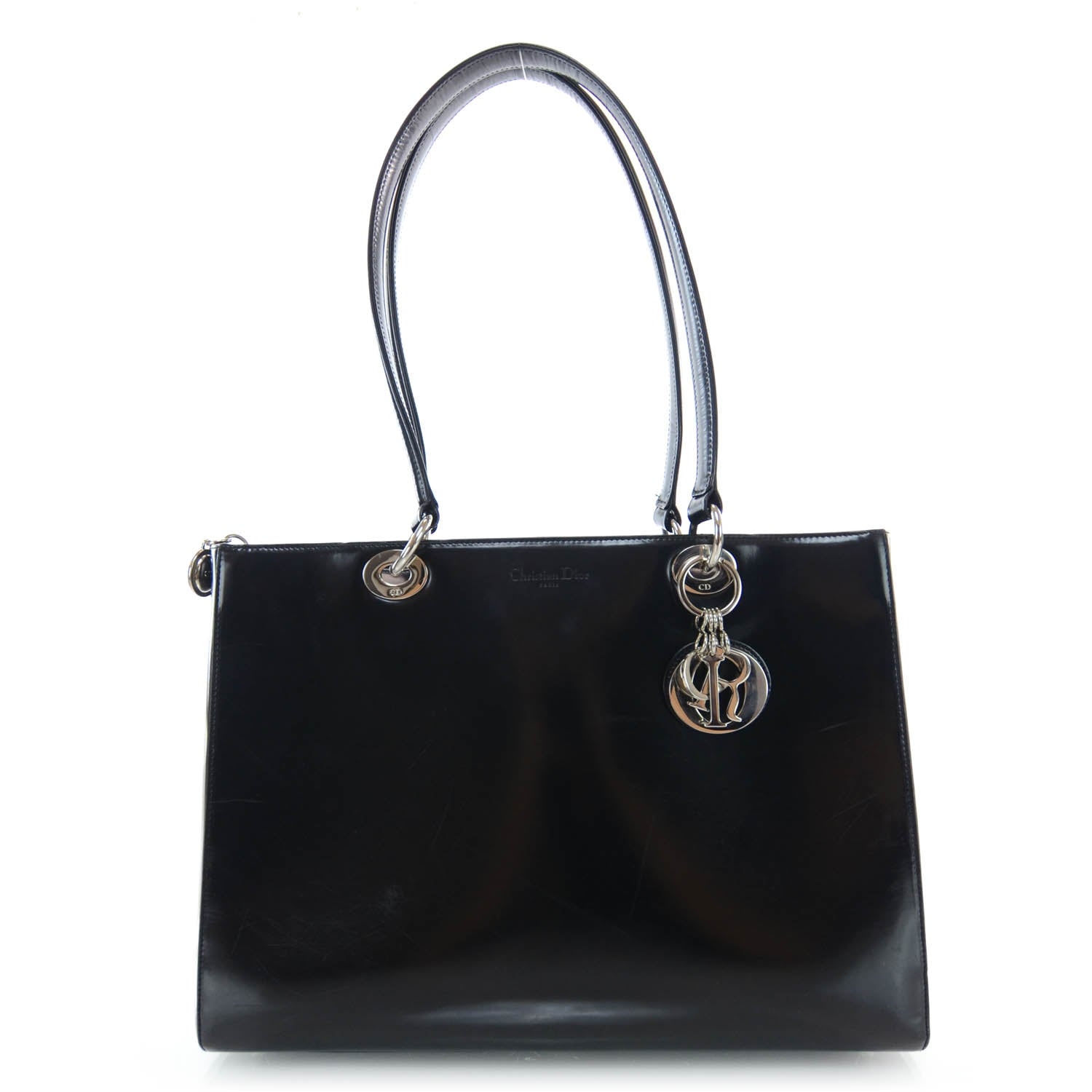 Christian Dior CHRISTIAN DIOR Patent Lady Dior Shoulder Bag Black 1 of 10