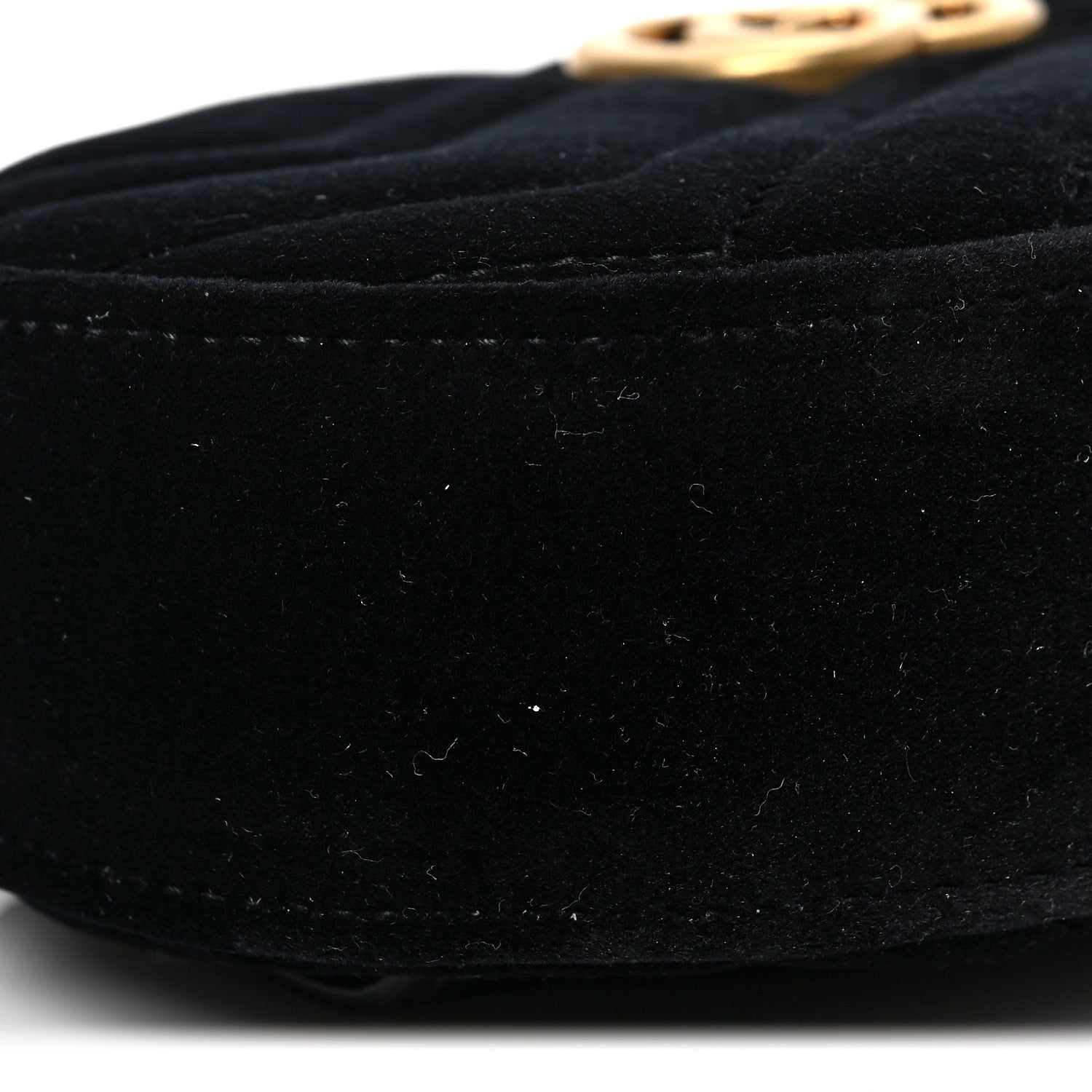 Gucci Velvet Matelasse GG Marmont Belt Bag 85 34 Black 8 of 9