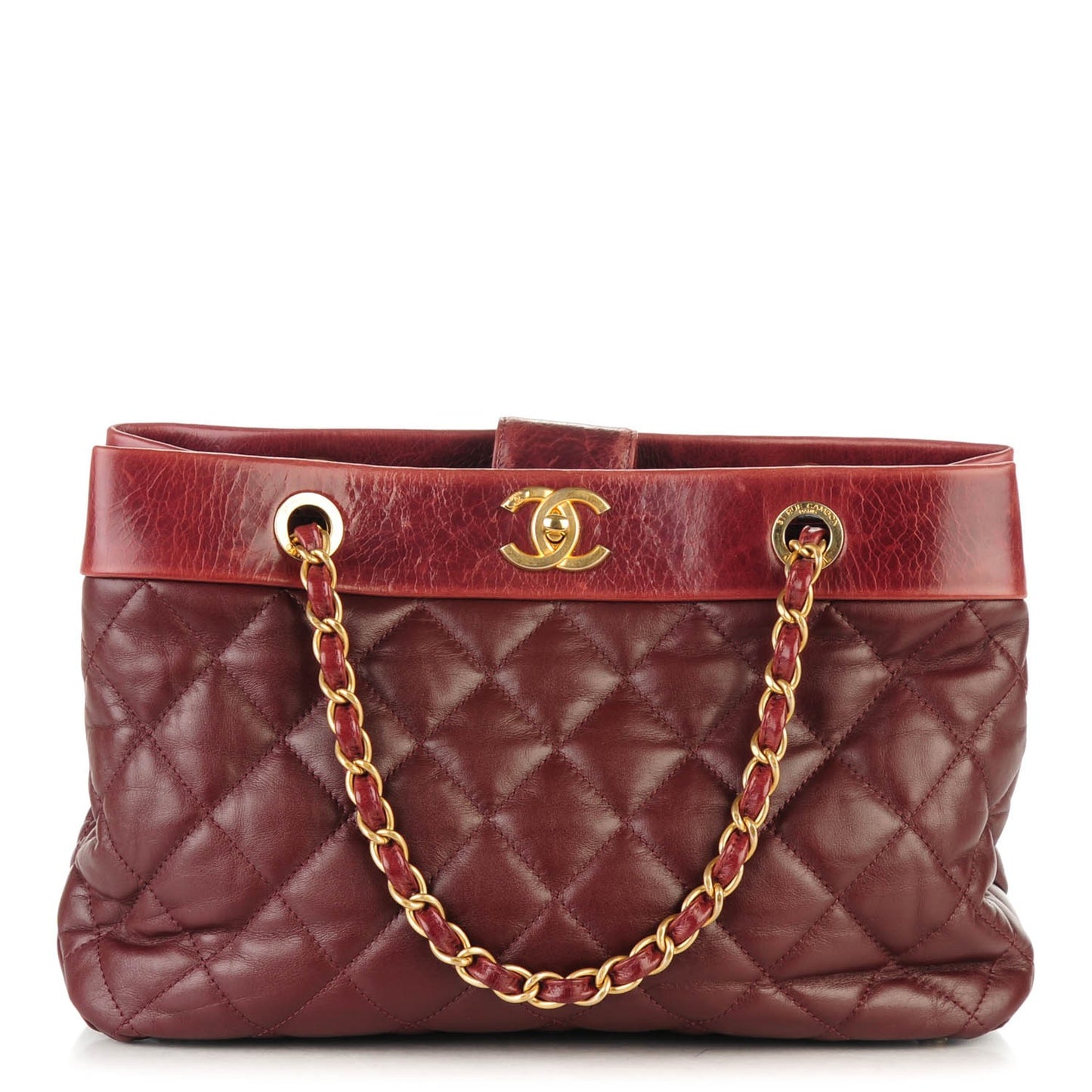 Calfskin Quilted Medium Soft Elegance Tote Burgundy