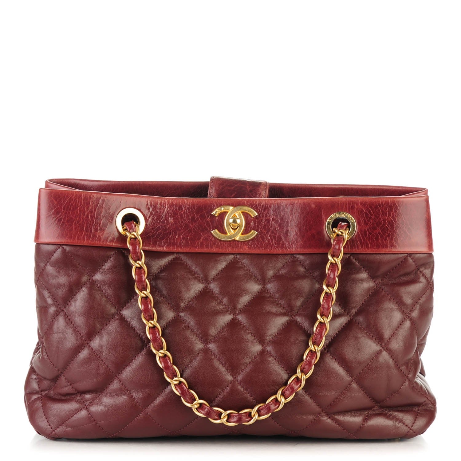 Chanel Calfskin Quilted Medium Soft Elegance Tote Burgundy 1 of 7