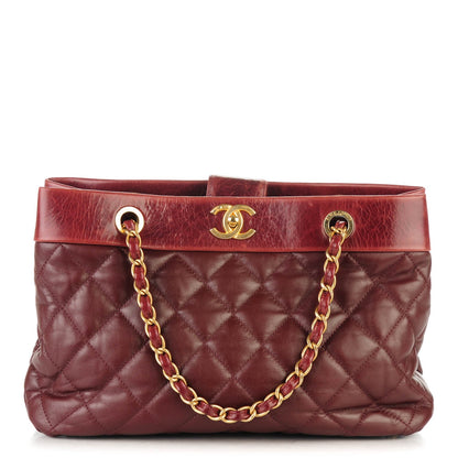 Chanel Calfskin Quilted Medium Soft Elegance Tote Burgundy 1 of 7