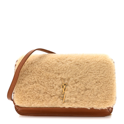 Saint Laurent Shearling Monogram Phone Holder Crossbody Brown 1 of 10