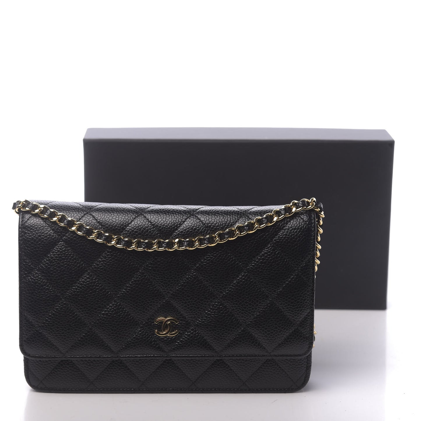 Caviar Quilted Wallet On Chain WOC Black
