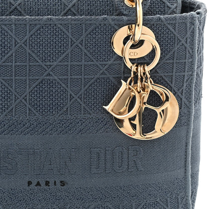 Christian Dior Canvas Embroidered Cannage Medium Lady D-Lite Denim Blue 6 of 8
